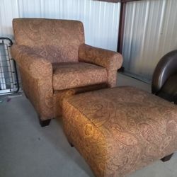 (Delivered) Vintage Paisley Armchair with Ottoman