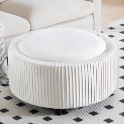 New White Ottoman 30” 