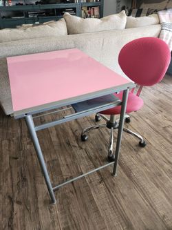 Pink Desk and Office Chair Set