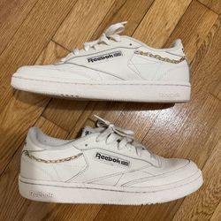 Reebok Size 8.5 Women's Club C 85 Chalk Gold Metallic Sneakers 100074237