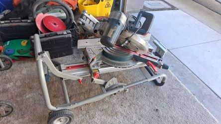 12" corded Dual-bevel hinge slide miter saw 15amp with gravity rise wheeled miter saw stand