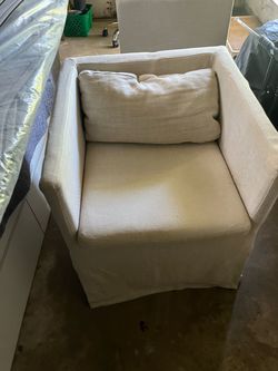 Cream Fabric Accent Chair with Slipcover