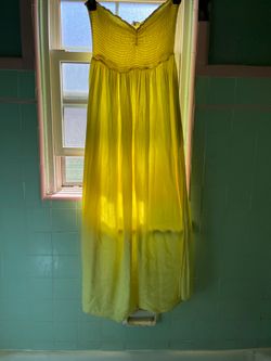 O’Neill size large strapless, yellow dress long