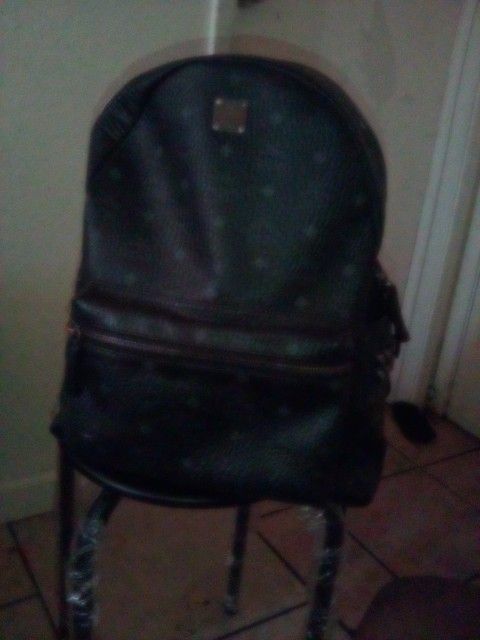 All Black Mcm Man Back Pack With Black Studs