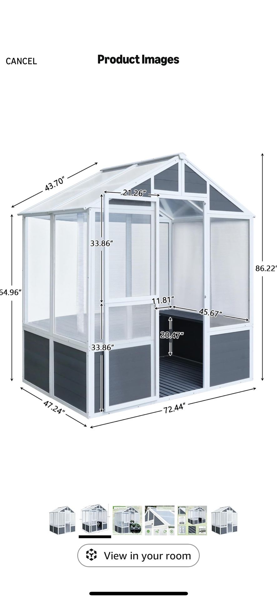 6' x 4' x 7' Walk-in Wooden Greenhouse/ Brand New