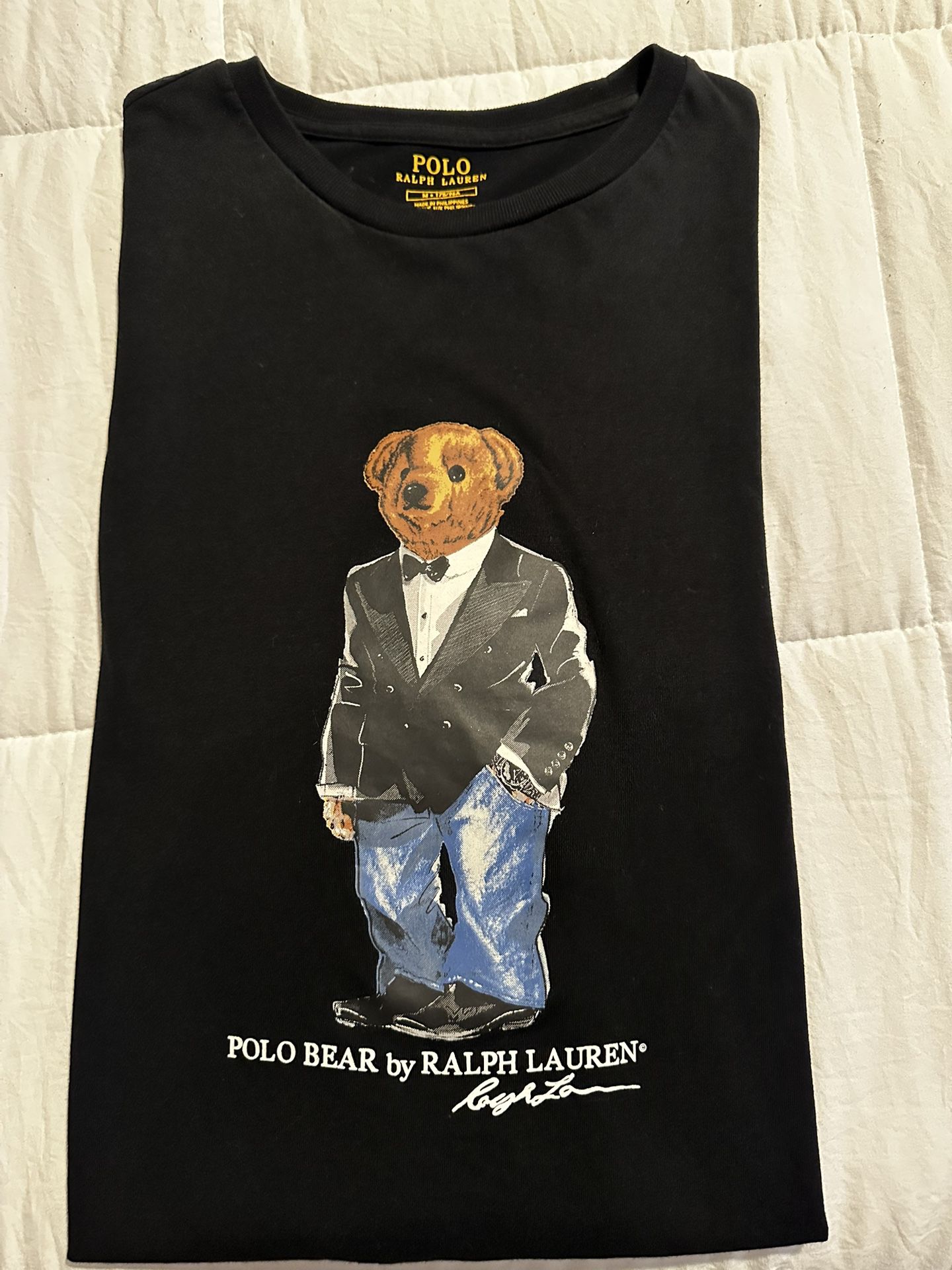 Polo Ralph Lauren Men’s Long Sleeve Polo Bear Tuxedo Crewneck Black T-Shirt