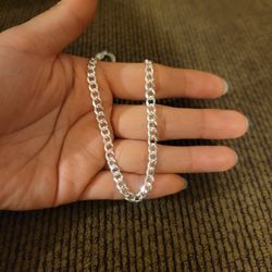 Italy 925 Solid Sterling Silver Diamond Cut Reversible 2-in-1 Cuban Link Chain for Men Women 22" Plata Italiana 925 Cadena Cubana 22" Unisex