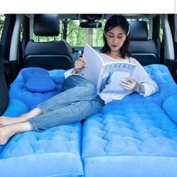 Inflatable Car Air Mattress Bed - Multipurpose Portable SUV Car Mattress Backseat with Two Pillow and Electric Air Pump Sleeping Pad