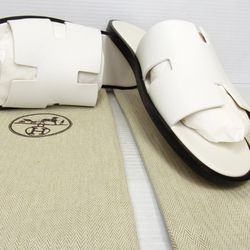 NEW HERMES BLANC WHITE IZMIR 47 / 13 LEATHER SANDAL