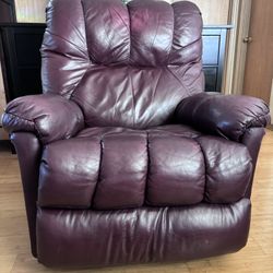 Burgundy Faux Leather Manual Recliner ..