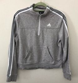 Adidas Gray Cropped Quarter Zip Pullover Classic, size women’s small