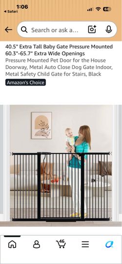 Extra Tall Wide Baby Gate Black Metal