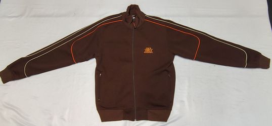 Y2K EZEKIEL Vintage Track Jacket SIZE Large Brown with Orange and White Piping
