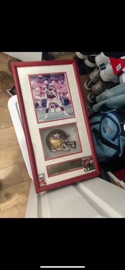 Jerry Rice Signed Card & Hanging Plaque