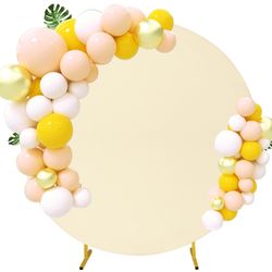 6.6FT Round Wedding Arch Cover for 6.6FT Circle Arch Stand, Thick Polyester Fabric Adjustable Circle Arch Backdrop Cover for Wedding Birthday Party Ba