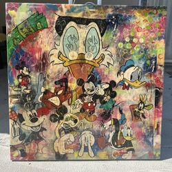 Large Size Original Painting Acrylic On Canvas Disney Cartoons 