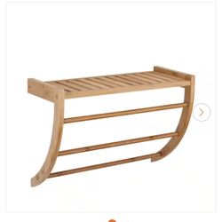 Bamboo Wall Mount Shelf and Towel Rack