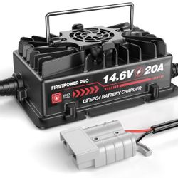 20-Amp 14.6 Volt LiFePO4 Battery Charger, Smart Battery Charger Maintainer with Anderson Connector LED Indicator Special for Cars,Golf Carts,UAV,Fishi