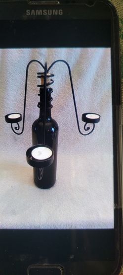 Metal Candelabra Wine Bottle Topper With 3 Candle Holders 