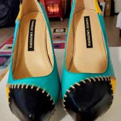 Chinese Laundry Leather Stitched Multicolored Pumps Heels Size 8.5 
