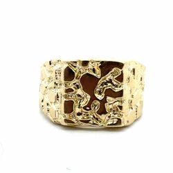 Men’s 10k Yellow Gold Square Nugget Ring Size 10 GP3136396