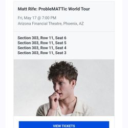 4 Tickets to Matt Rife Frday MAY 17 7 PM SOLD OUT