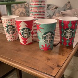 Starbucks 12oz Christmas Paper Cups
