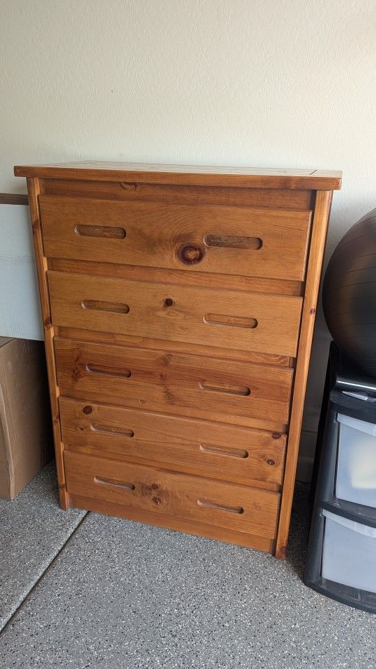 Solid Pine Tall Wood Dresser Chest Of Drawers