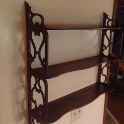 Gorgeous Vintage Wood Hanging Wall Shelf 