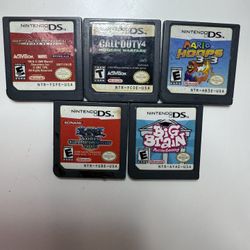 Nintendo DS Game Lot (5) Mario Hoops, Yu-Gi-Oh, Spider-Man, COD, Brain