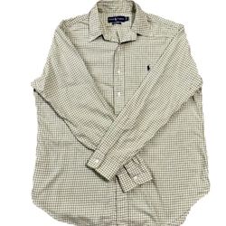 Ralph Lauren Classic Fit Button Down Polo Shirt Size L Men’s Soft Cotton Green