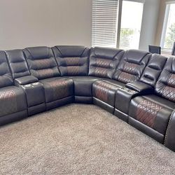 Leather Recliner Sectional 