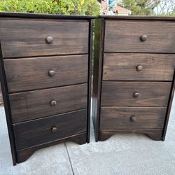 Dark Solid Wood Dresser Chest of Drawers Nightstand Furniture Set USA Made Great Condition 