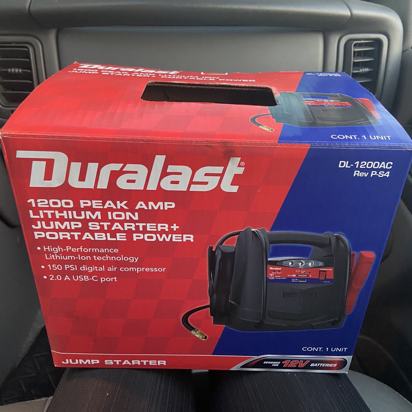 Duralast 1200 amp lithium portable 2024 battery jump starter and compressor