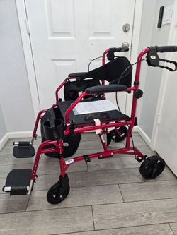 Medline Rollator walker and Transport Chair, Desk-Length Arms, Swing Away Footrests, walker, wheel chair