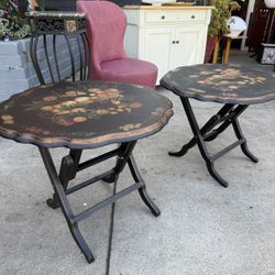 Antique Hand Painted Black Tables