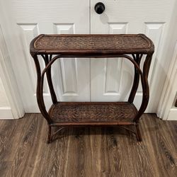 Vintage MCM Mid Century Modern BOHO Rattan Bamboo Entry Table Console 