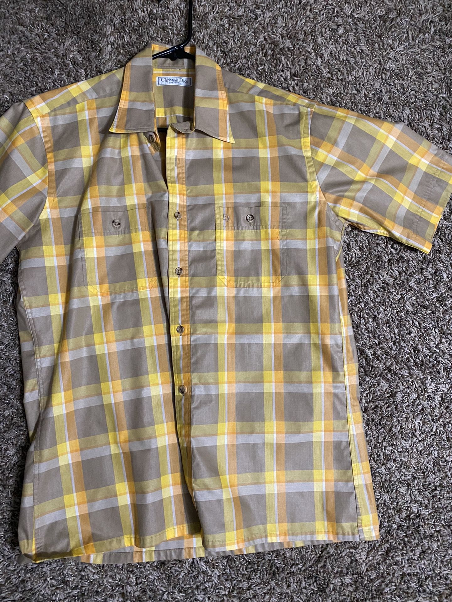 Mens L Short Sleeve Christian Dior Dress Shirt