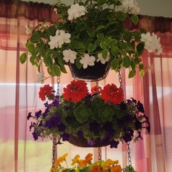 VINTAGE RETRO METAL COPPER METAL 3 TEIRED HANGING  BASKET STORAGE HOLDER ORGANIZER FLOWER POT PLANTER