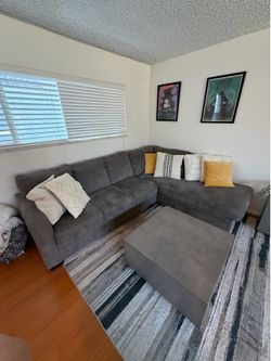 Modern L-Shaped Gray Sectional Sofa