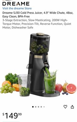 Dreame SJ30 Cold Press Juicer, 4.9" Wide Chute, 48oz, Easy Clean, BPA-Free 3-Stage Extraction, Slow Masticating, 200W High-Torque Motor, Precision-Til