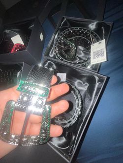 Plantini Rhinestone Embellished Belt