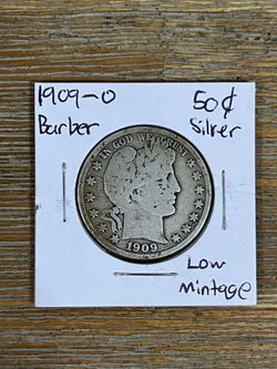 1909-O Barber Half Dollar Silver Coin Low Mintage