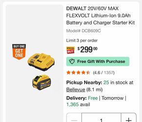 DEWALT 20V/60V MAX FLEXVOLT Lithium-lon 9.0Ah Battery and Charger Starter Kit