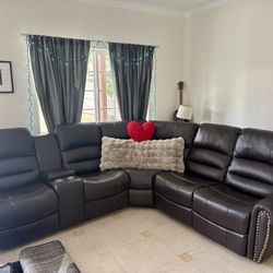 Sectional Couch Brown with 2 Recliners
