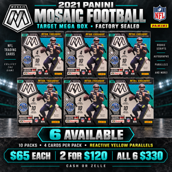 2021 Panini Mosaic Football Mega Boxes – Factory Sealed – 6 Available