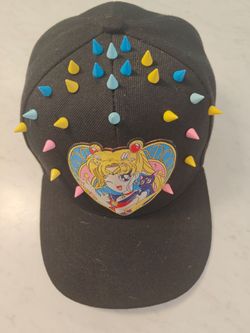 Custom Design Sailor Moon Studded Black Snapback Hat