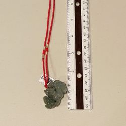 Jade Pixiu Pendant On String Necklace 