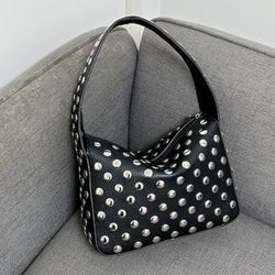 Studded Y2k Shoulder Bag 90s Punk Women Shoulder Purse Vegan Leather - NEW