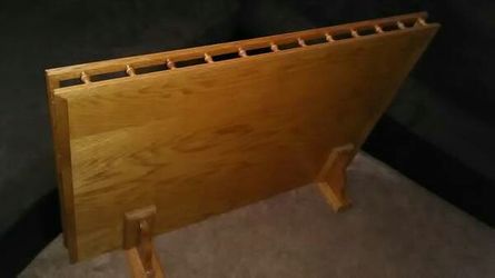 Large wooden shelf* solid wood w/ brackets & edging* 35.5 x 25